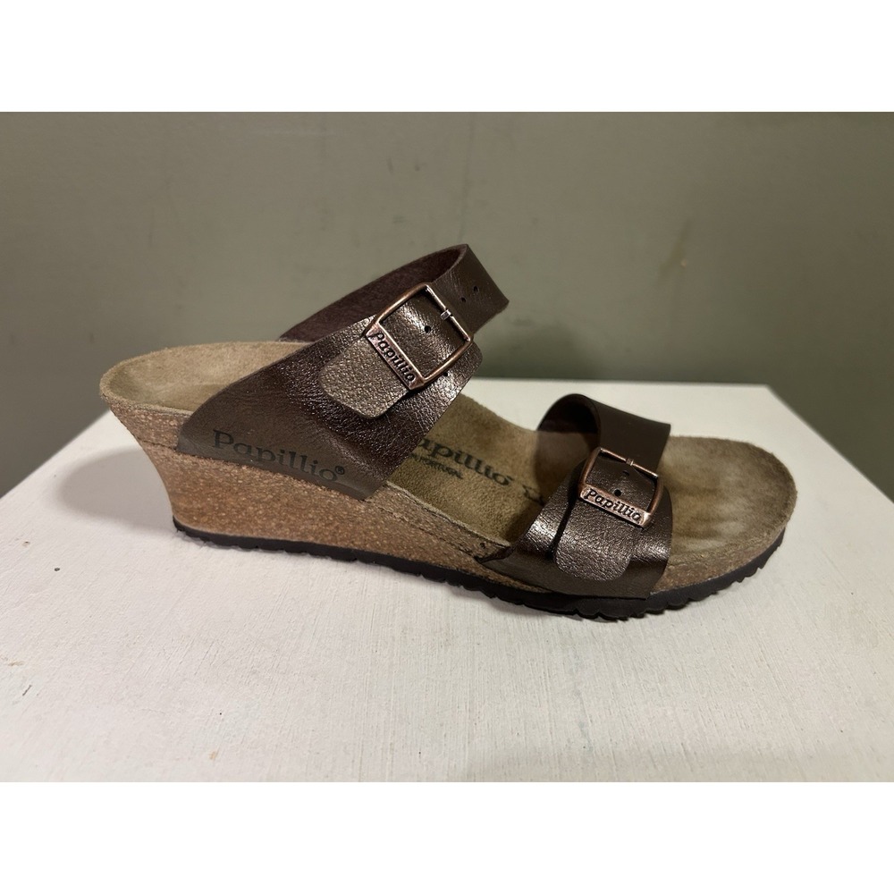 Birkenstock Papillio Soley Brown Ring Buckle Wedge Sandal Womens Sz 37 US 6/6.5